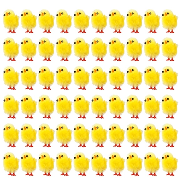 lanema 60pcs Easter Mini Fluffy Chicks Cake Ornaments Models Display Easter Hunt Activities Kids Stuffed Plush Toy Home Decor