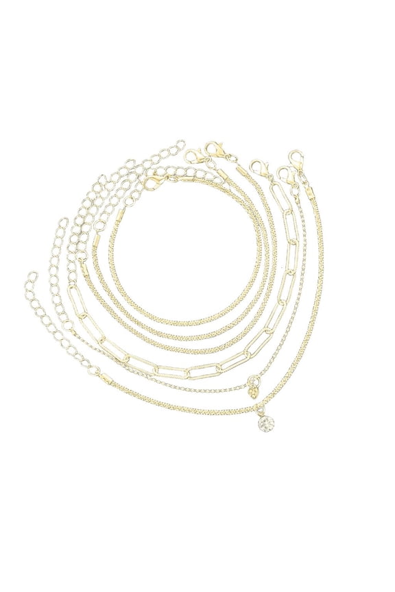 6Pcs Elegant Bracelets Set Trendy Wrist Chain Stackable Hand Chain for Women with Zirconia Charm for Various Occasion