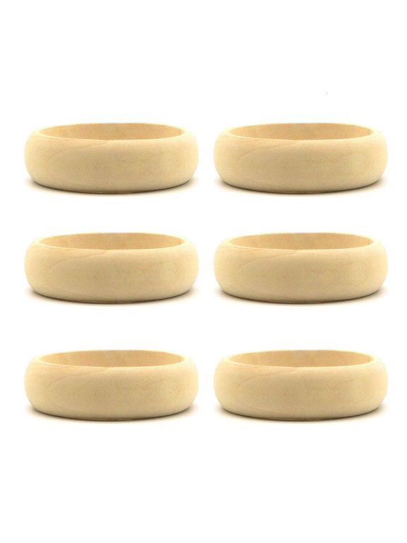 6Pcs Unfinished Wood Bangle Bracelets Natural Round Wood Wooden for Painting Craft Jewelry Making