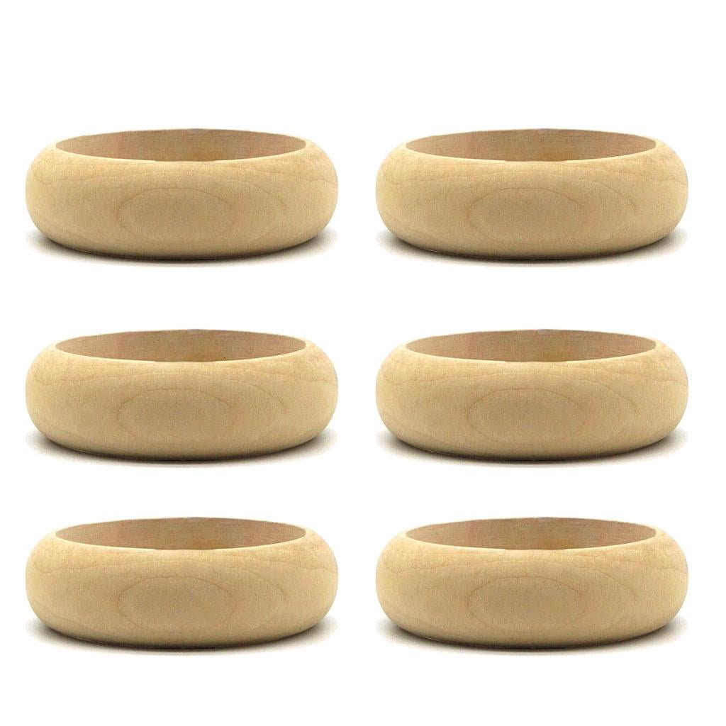 4-Pack Unfinished Wood Bangle Bracelets – 25mm Wide Natural Wood Circles For DIY Crafts & Jewelry Making