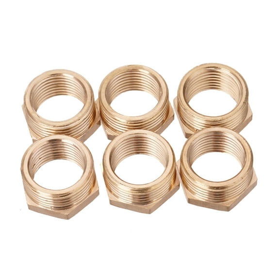 lanema 6pcs 3/4in Male Thread to 1/2inch Female Thread Pipe Fitting Reducing Nipple Replacement Brass Bushing Reducer Adapter