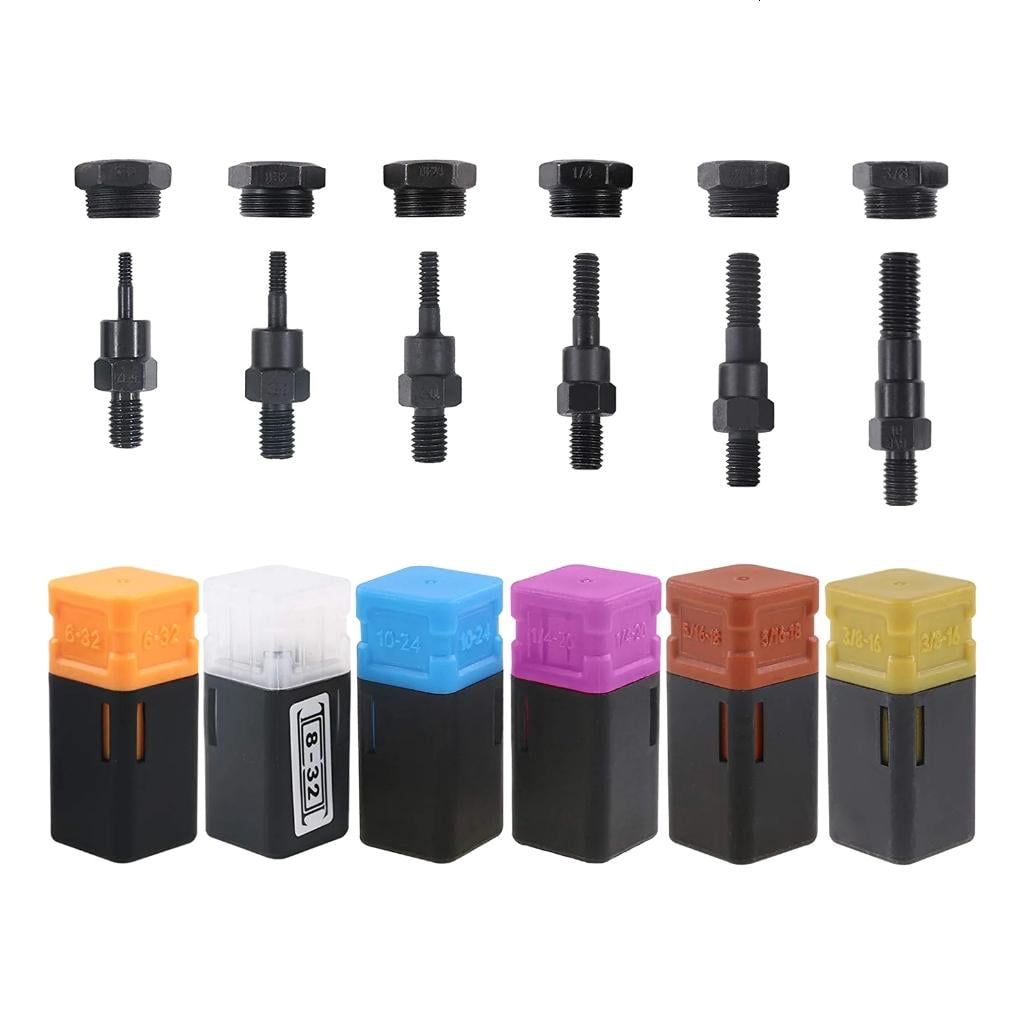lanema 6PCS Rivet Nut Mandrel and Nose Piece Riveter Tip Spare Part 6-32 8-32 10-24 1/4-20 5/16-18 3/8-16 Assorted
