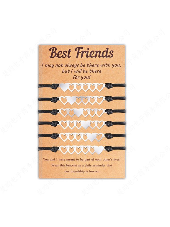 6x Promise Bracelet Matching Promise Bracelet Hollow Heart Friendship Bracelet Jewelry for Mother Daughter Family