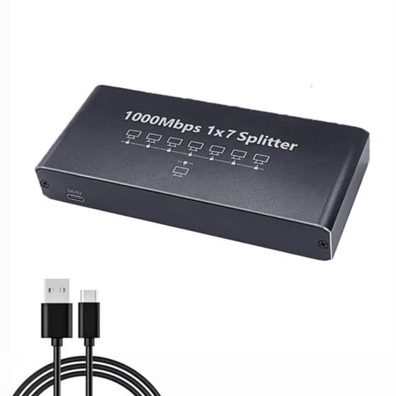 lanema 7 Port Ethernet Splitter 1000Mbps Transmission ABS Material For Multiple PC Setups