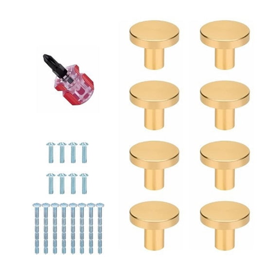 lanema 8Pcs Gold Brass Knobs Elegant Cabinet Pull Decorative for Dressers & Cupboards