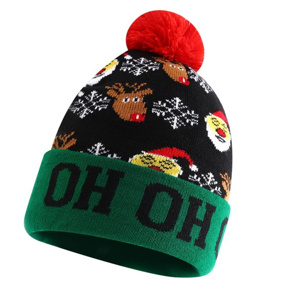 lanema Acrylic Knitted Beanies Hat Santa Snowflakes Pattern Lightweight Headgear For Unisex