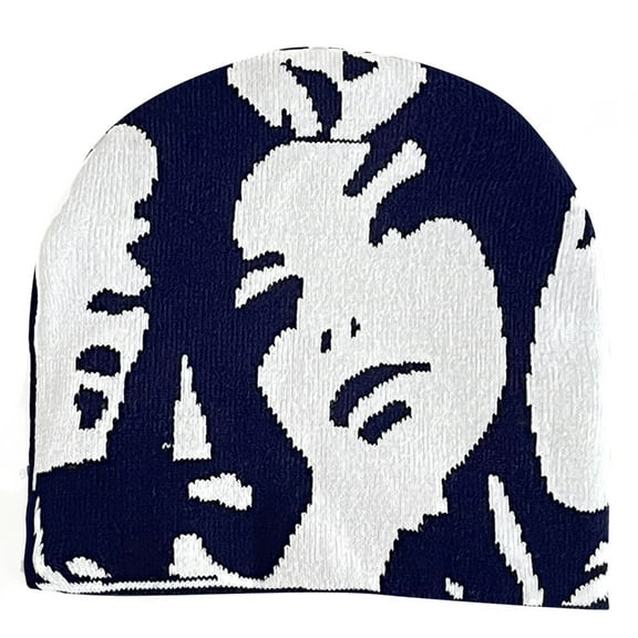 lanema Adult Beanies Hat with Human Portrait Pattern Elastic Winter Warmer Knitted Hat Beanies Hat for Students Teen Cycling
