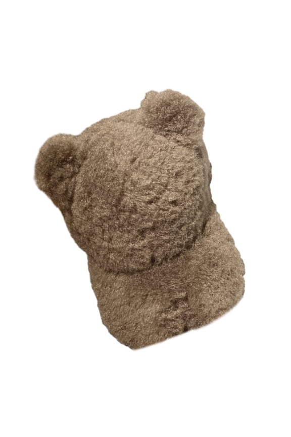 Adult Plush Baseball Caps Winter Windproof Hat Cute Bear Ear Decor Duckbill Caps