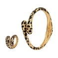thumbnail image 1 of lanema Alloy Leopard Pattern Jewelry Set Adjustable Opening Bangle and Rings for Women Fashionable Animal Print Accessories, 1 of 8