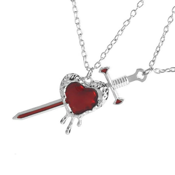 lanema Alloy Swords Heart Necklace Fashionable Couple Collarbone Chain Valentines Day Jewelry Handmade Anniversary