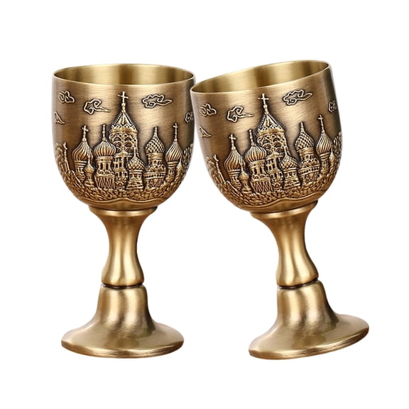 lanema Antique 25ml Shot Glass with Engrave Castles Pattern Chalice Cup For Home Decors