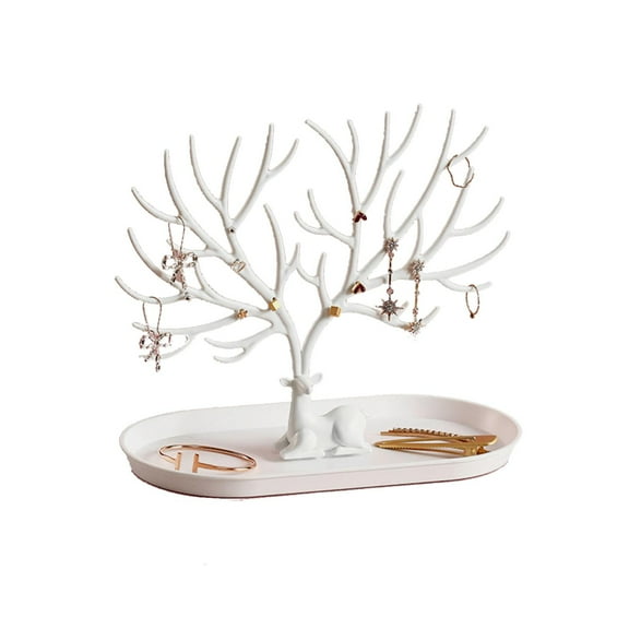 lanema Antler Tree Jewelry Rack with Tray, Jewelry Hanging Tree Stand Display Holder Tower for Necklace Earring