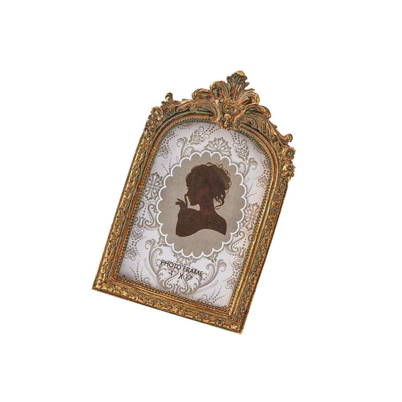 lanema Arched Resin Portrait Photo Frame with Antique Finish for Entryway Table Decors
