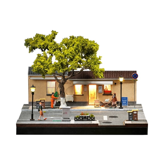 lanema Artistic PVC Miniature Street Scene Model Of Nanjing Guling Gallery Coffee Shop In 1:64 Scale For Sand Table Display