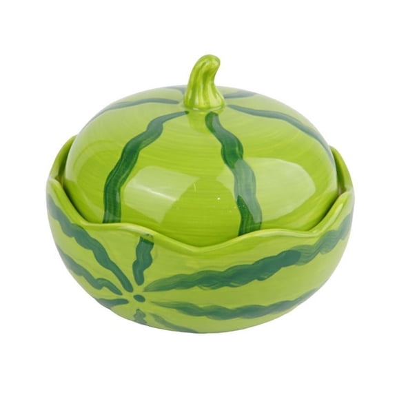 lanema Artistic Watermelon Themed Ceramic Bowl with Lid Heatproof Construction Insulated Food Container for Noodles