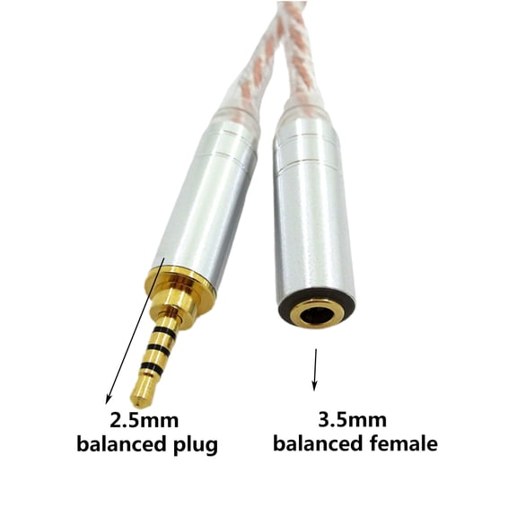 lanema Audio Cord 2.5 Male to 4.4 Female Cable 2.5mm/4.4mm To 3.5mm Hand-made Balanced