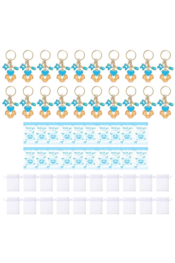 Baby Footprint Keychain Set for Baby Shower Party Favors Newborn Shower Guest Gift Keyrings Return Souvenir Gift 20PCS