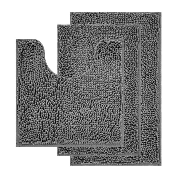 lanema Bathroom Rugs Chenille Bath Mat 3pcs Nonslip Bath Mats Super Absorbent Carpets
