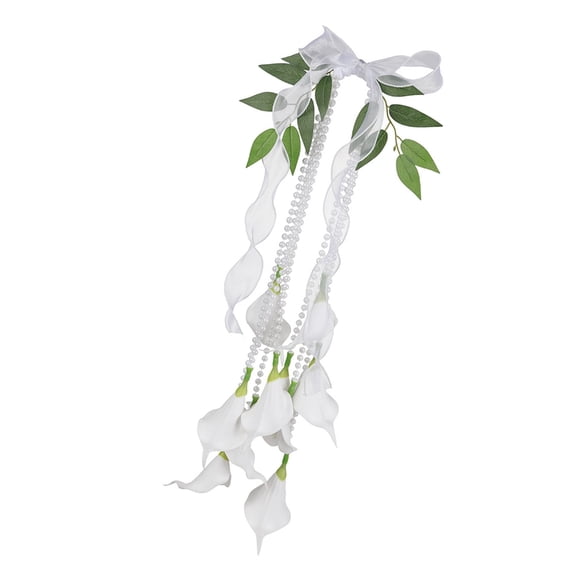 lanema Beautiful White Calla Lilies Pearls Wedding Bouquets Accessory Designed For Bride And Photographers Seek Elegances
