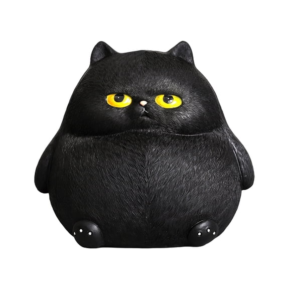 lanema Black Fat Cats Sculpture Money Banks Detailed Resin Craft Coin Container Jar Perfect For Desk Bookshelves Display