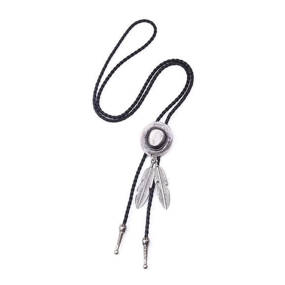 lanema Braided Shoestring Bolo Tie with Metal Hat Cowboy Necktie Necklace Country Bolo Tie Cowboy