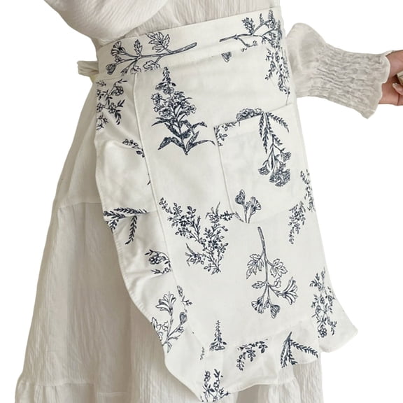 lanema Breathable Cotton Short Apron with Korean Plaids Design Half Apron For Staff Cafeterias Baking Service Worker