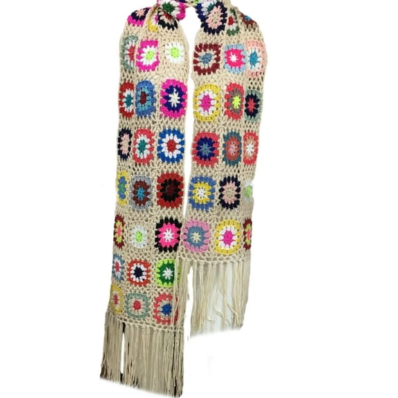 lanema Breathable Knit Floral Pattern Crochet Scarf for Ladies Spring Autumn Lightweight Shawls Sunproof Warm Large Scarves