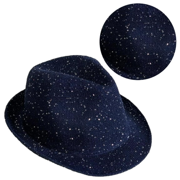 lanema Breathable Sequins Fedoras Hat Carnival Trilby Hat Adult Performances Prom Hat