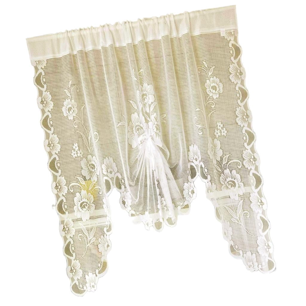 lanema Butterfly Lace Curtain Window Treatments for Kitchen Bathroom ...