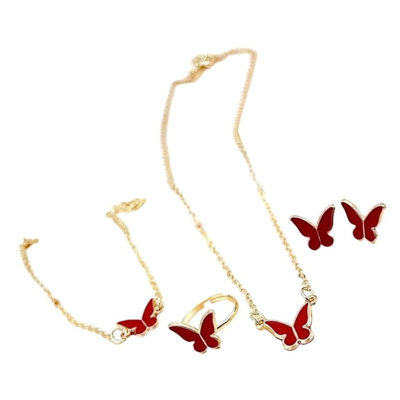 lanema Butterfly Pendant Necklace Bracelet Rings Earrings Set for Fashion Forward Women Looking to Enhances Their Outfits