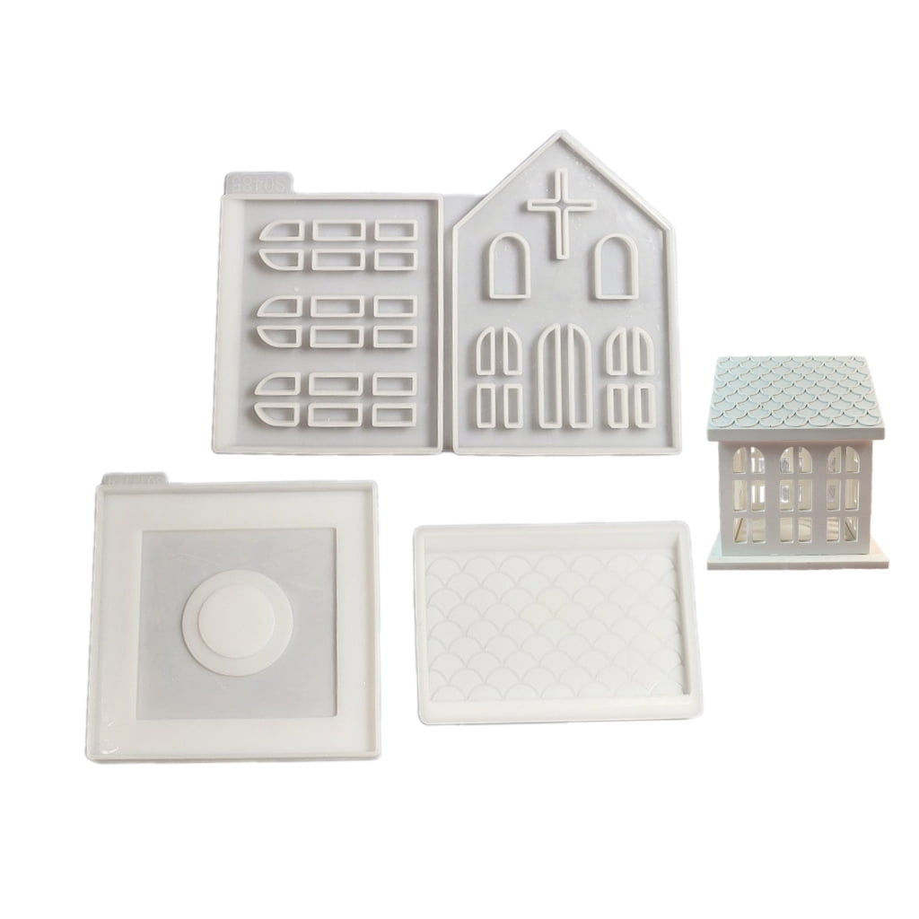 lanema Candle Holder Silicone Mold Church House Candlestick Resin Molds DIYs Concrete