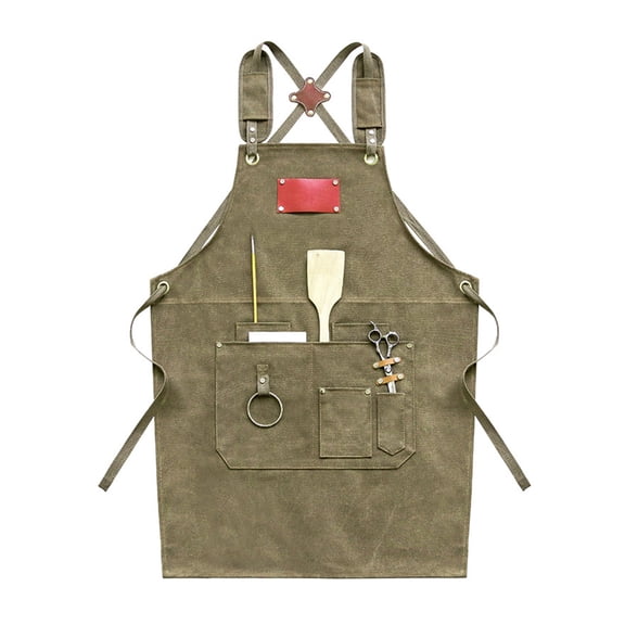 lanema Canvas for Cross Back Chef Aprons for Men Women with Large Pockets Adjustable St
