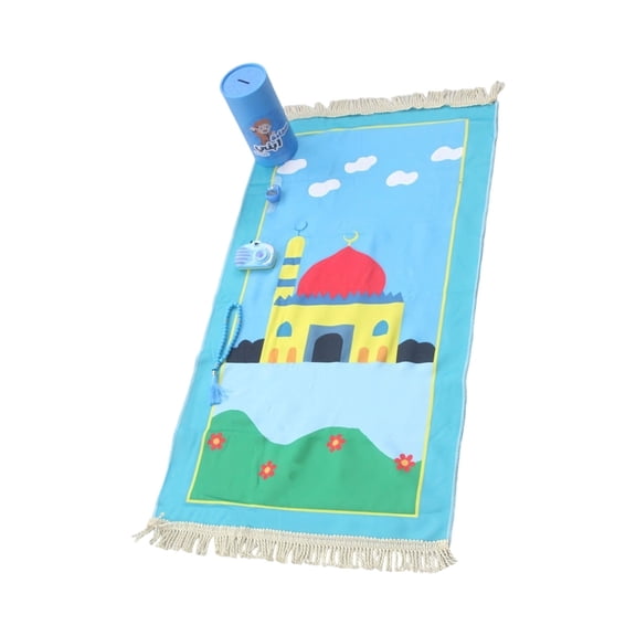 lanema Cartoon Print Prayer Mat Worships Blanket Worship Floor Carpet Nonslip Soft Portable Travel Praying Rug Ramadans Gift