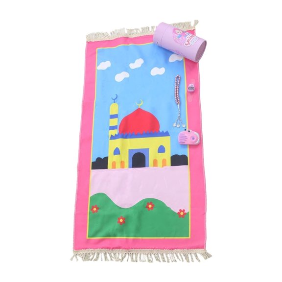 lanema Cartoon Print Prayer Mat Worships Blanket Worship Floor Carpet Nonslip Soft Portable Travel Praying Rug Ramadans Gift