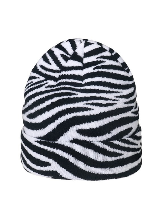 Casual Cow Leopard Print Knitted Hat Fashion Zebra Thick Warm Hat Fall Winter