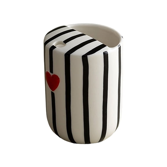 lanema Ceramic Striped Mug Heat Resistant Handheld Cup With Sip Hole For Coffee Hot And Cold Drink Christmas Valentines Gift