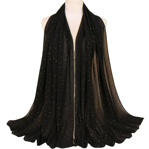 lanema Chiffon Scarf for Women Fashion Soft Hijab Long Head Wrap Scarves Rhinestones