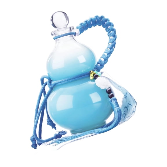 lanema Chinese Retro Gradient Color Glass Gourd Design Water Container 500ml Drinking Bottle with Handle And Tassels Pendants