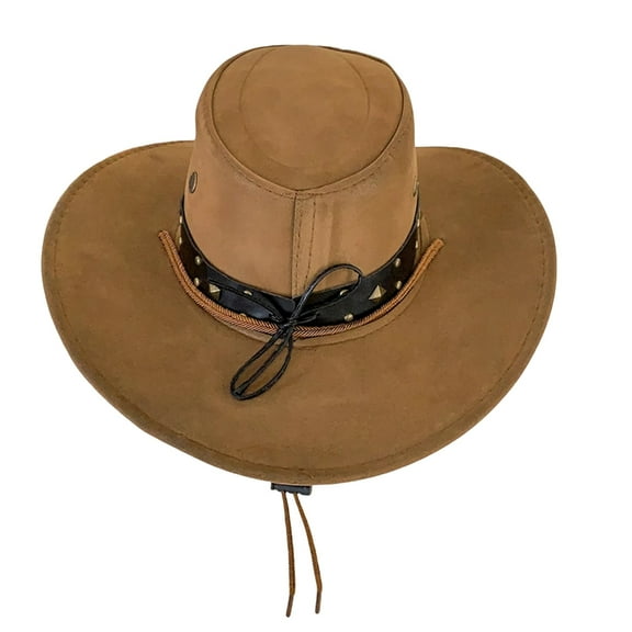 lanema Classical Wide Brimmed Cowboy Hats with Rivets Gift for Father Uncle