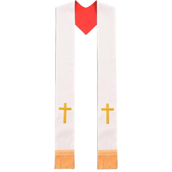 lanema Clergy Stole with Decorative Embroidery and Fringed Providing Secure Comfort for Ministers in Sermons and Worship