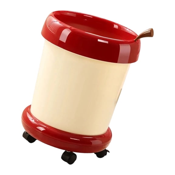 lanema Colorful Print Wheeled Trash Bin Detachable Inner Bucket Round Trash Can