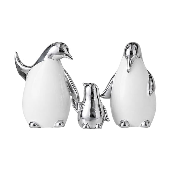 lanema Contemporary 3Pcs Penguins Sculptures Smooth Ceramic Finish For Office Decors