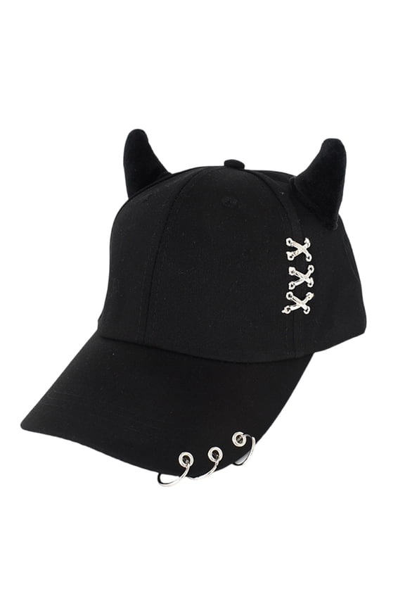 Cool Cotton Baseball Hat With Metal Rings Detail Adjustable Streetwear Caps For Fashion Youth Trendy Accessory