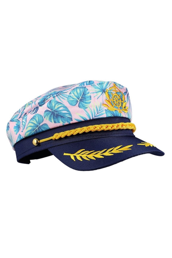 Cosplay Sailor Hat Party Headwear Captain Hat Flower Print Hat Theme Party Hat