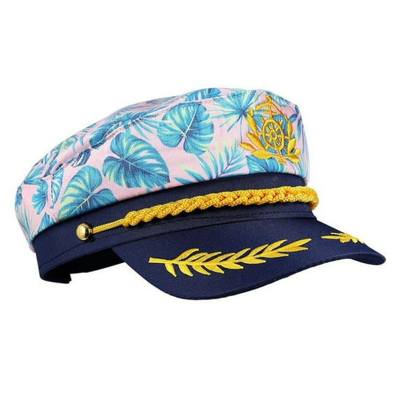 lanema Cosplay Sailor Hat Party Headwear Captain Hat Flower Print Hat Theme Party Hat
