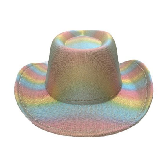 lanema Cowgirl Hat with Rainbow for Bachelorette Party Holiday Western Cowgirl Hat for Bride for Outdoor Birthday Party