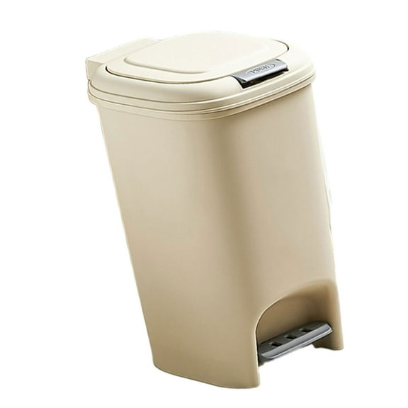 lanema Modern Cream White 8L 10L 15L Foot Press Trash Can with Double Opening Paper Basket Box for Kitchen and Bathroom
