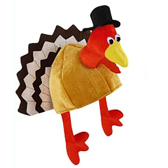 lanema Creative Funny Plush Turkey Hat Adult Unisex Thanksgiving Accessory Carnival Hat