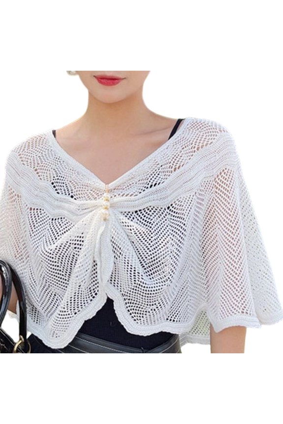 Crochet Shawl Wrap False Collar for Women Shoulder Coverage Layering Neckwear For Dress Shirt All Matching Accessories