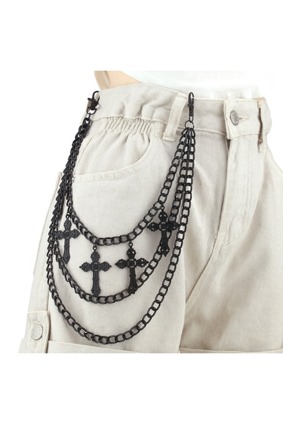 Cross Shape Pendant Pant Chain Women Multiple Layer Street Metal Jeans Chain